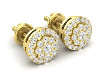 AV 544 Diamond Ladies Halo Style Stud Earrings 3D print model