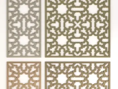 Arabic Islamic pattern decorative gold plaster 3D model
