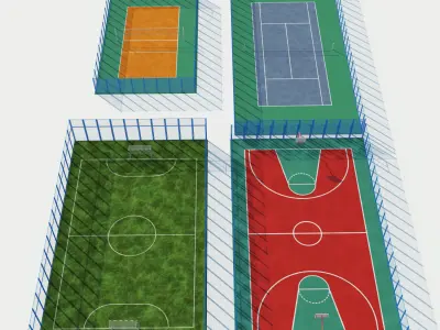 Set sport playground Low-poly 3D model