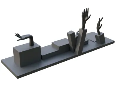 Stylized Hand Statue 3D Decorative Prop for Interior Design Low-poly 3D model
