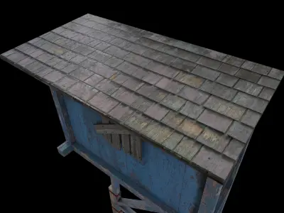 Balcony wooden covered Low-poly 3D model