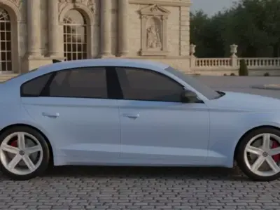 Realistic Modern Sedan Car  Low-poly 3D model