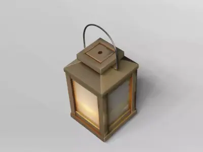 Wooden Lantern with Candle 3D Model 3D model