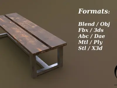 Bench 25 4in1 - 4 Texture 1 Model Low-poly 3D model