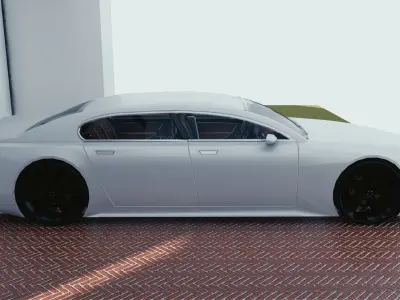 BLENDER EEVEE Brandless Extended Wheelbase 4 door sedan Low-poly 3D model