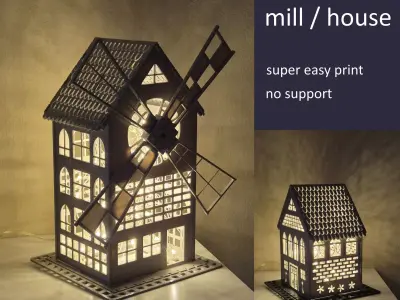 Decoration mill and house 3D model