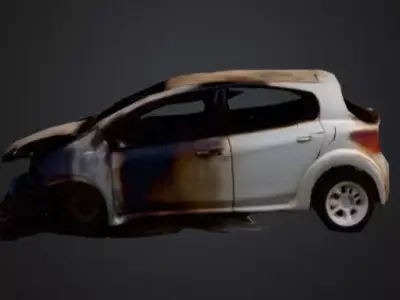 car burned to a crisp Low-poly 3D model