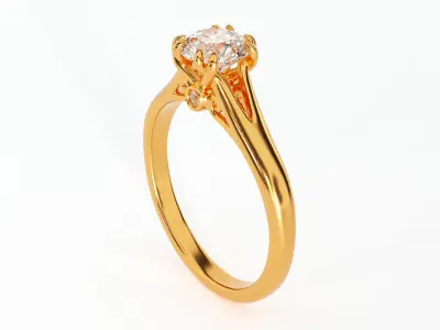 Engagement ring with a diamond 3D print model