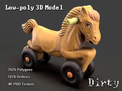 Wheel Horse Toy Low-poly 3D model 3D print model Low-poly 3D model