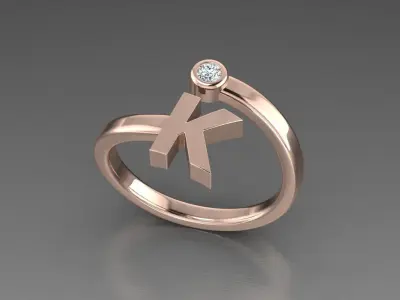 Jewelry Alphabet Ring K 3D print model