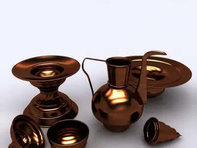 Oriental Coffee Pot and Sugar Bowl 3D model