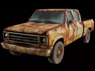 Rusted Pickup Truck Weathered Utility Vehicle Game Ready PBR Low-poly 3D model