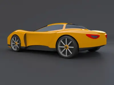 Yellow toy car concept 3D print model