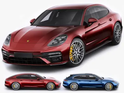 Porsche Panamera Turbo S and Sport Turismo 2021 3D model