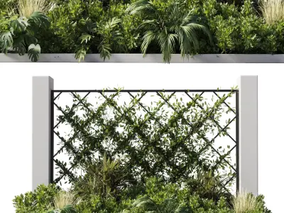 Outdoor garden plant set 153 - Ivy on Fence Low-poly 3D model