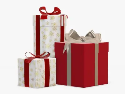 Wrapped Christmas gifts 01 3D model