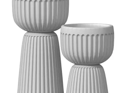 Decorative Floor Fluted Flower Vase Set Collection  Art Deco 3D model