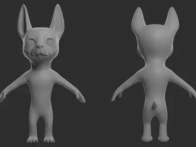 Doberman Dog Cartoon Low-poly 3D model