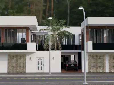 Modern House with Pool 3D model