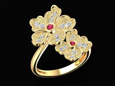Luxury Floral Cluster Diamond Women Ring 3264 1685 3D print model