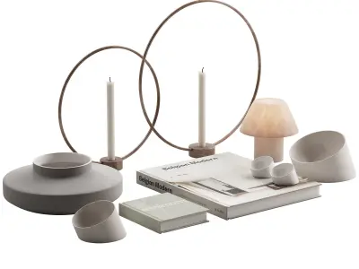 056 Living decor set minimum NEUTRAL PACK 01 3D model