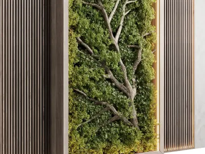 Vertical Wall Garden With Wooden frame 48 Low-poly 3D model