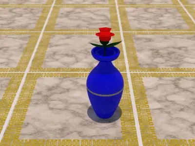 Flower Vase With Rose Flower 3D model