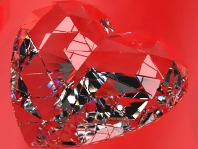 Set Heart shaped gemstone v1  3D model