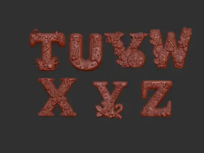 christmas alphabet T to Z decor  3D print model