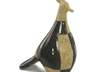 Marioni Pop Tall Peacock Ceramic Sculpture  PBR 3D model