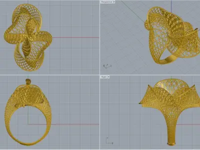 woman ring 3D print model 12