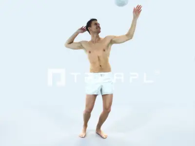 Virtue 04M Beach Serving Sports Man Low-poly 3D model