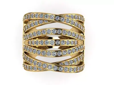 criss cross multiple row ring with pave  3D print model