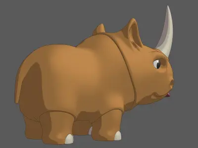 Rhnino cartoon Low-poly 3D model