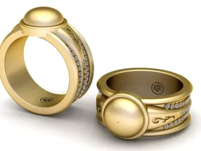 Luxury Dome Top Gold Ring 3D Printable Jewelry Model 3D print model