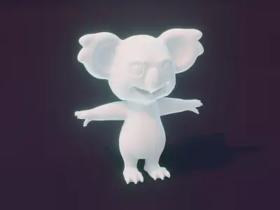 Cartoon Koala Animated and Rigged Base Mesh 3D Model Low-poly 3D model