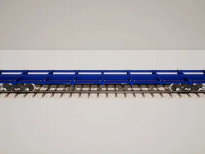 Animated game-ready FlatcarL Low-poly 3D model