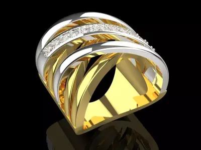 luxury Two-tone Gold stl 3dm Ring Model jr00217 3D print model