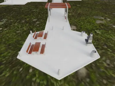 Street Furniture - Set - Bench - Table - Grill - Pole - Pergola 3D model