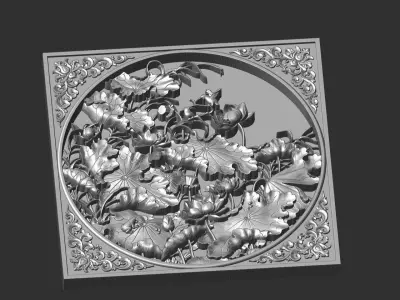 Bas-relief of lotus 3D print model