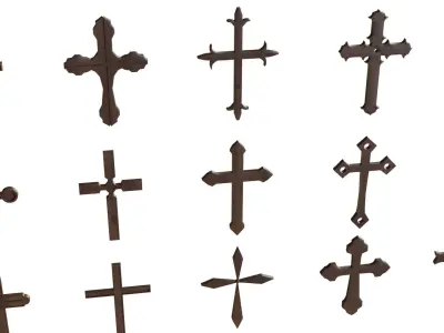 Cross Christianity Symbols Old Wood Low-poly 3D model