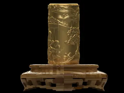 Chinese display stand with pencil holde 3D model