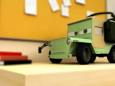 Cars 2 Sarge jeep obj Maya Binary 3D model