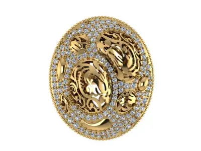 Ring390 gold ring with diamonds 3D print model