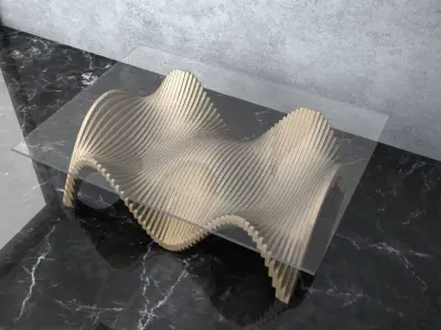Parametric Wavy Wooden Furniture 22 -  CNC files for cutting 3D model
