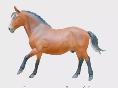 Majestic Bay Friesian Horse Model with Intricate Details Low-poly 3D model