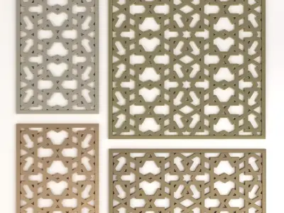Arabic Islamic pattern decorative gold plaster 3D model