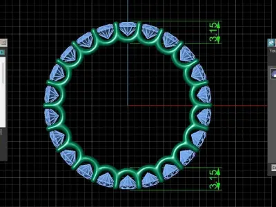 U Shaped Eternity Ring 3mm stone size swiss 14 and EU54 3D print model