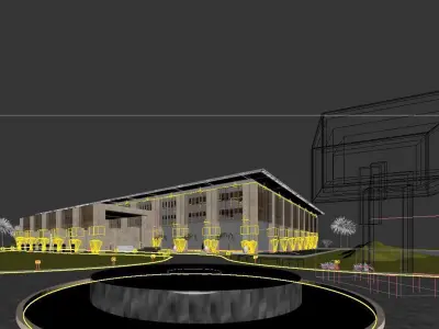exterior model building with car parked 3D model