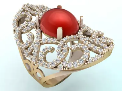 Gemstone Rings - Oval stone ring - Womens Rings 3D print model